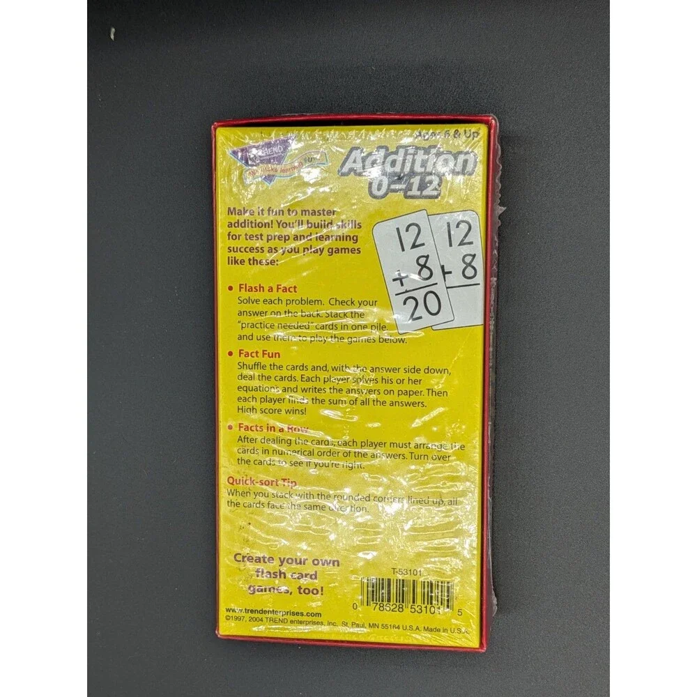 TREND enterprises Addition 0-12 Math Facts Flash Cards Ages 6+ (91) T-53101